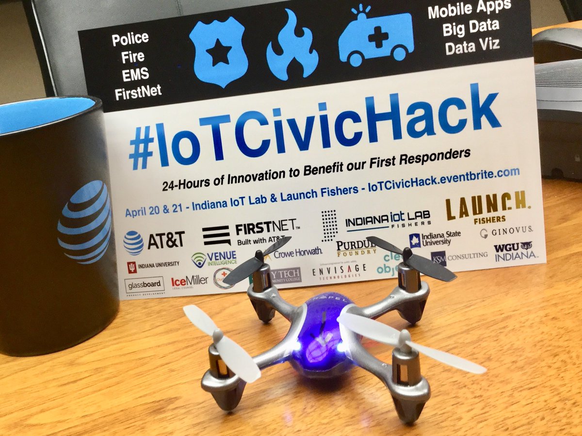 soards's tweet photo. Thousands of small #drones could play a significant role in #PublicSafety Join hundreds of developers, builders, and #FirstResponders on 4/20 at @Indiana_IoT Lab for @ATTIndiana @FirstNet #IoTCivicHack - Registration is free at -> https://t.co/sm15gdwFHt https://t.co/9feDNBKJED