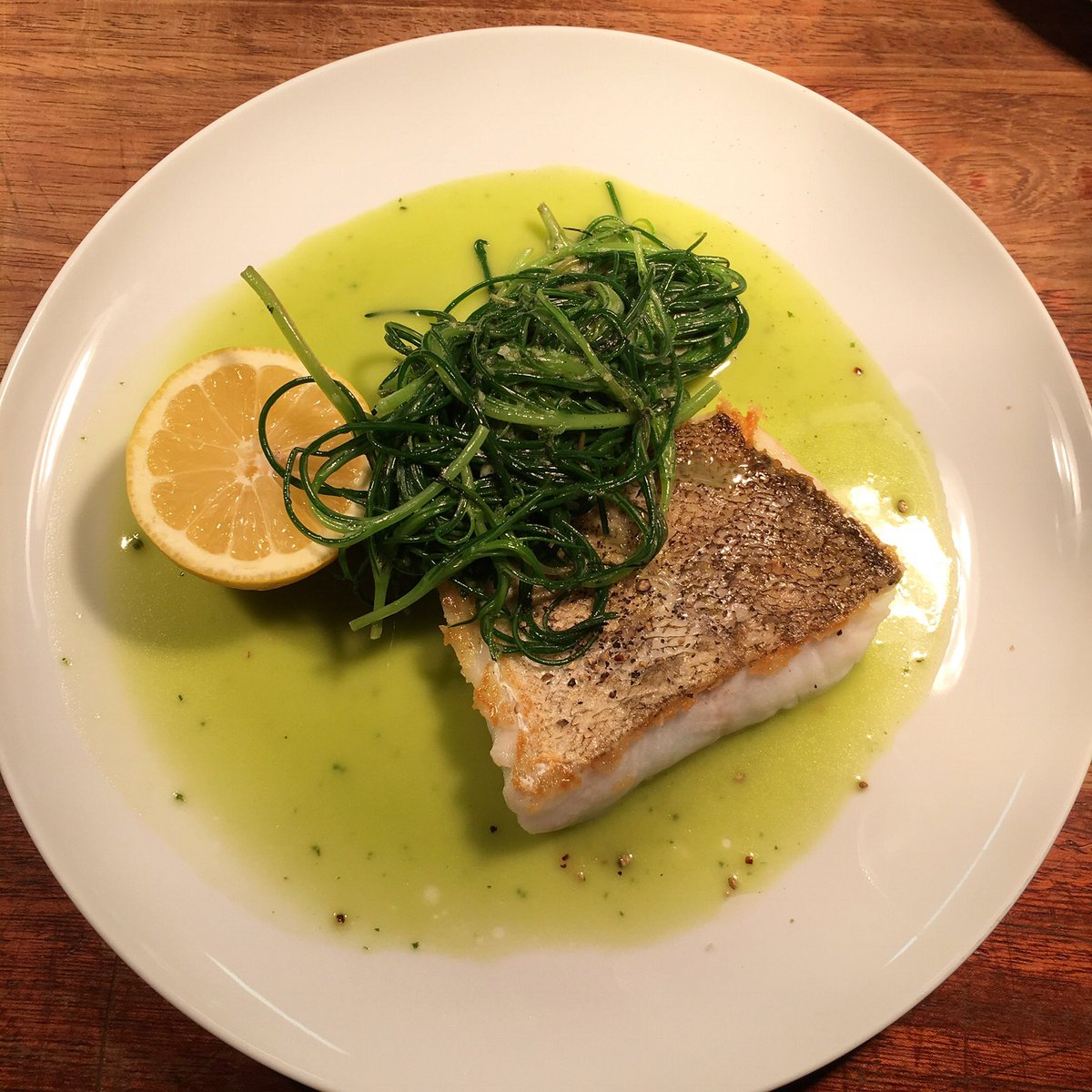 #onthemenu today - Cornish cod with agretti &amp; herb butter