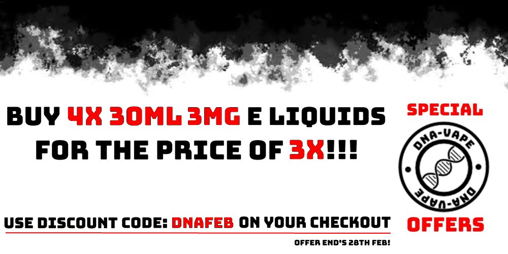 Don't miss out on our current offer!!

Still available until 28th Feb!!

dna-vape.co.uk