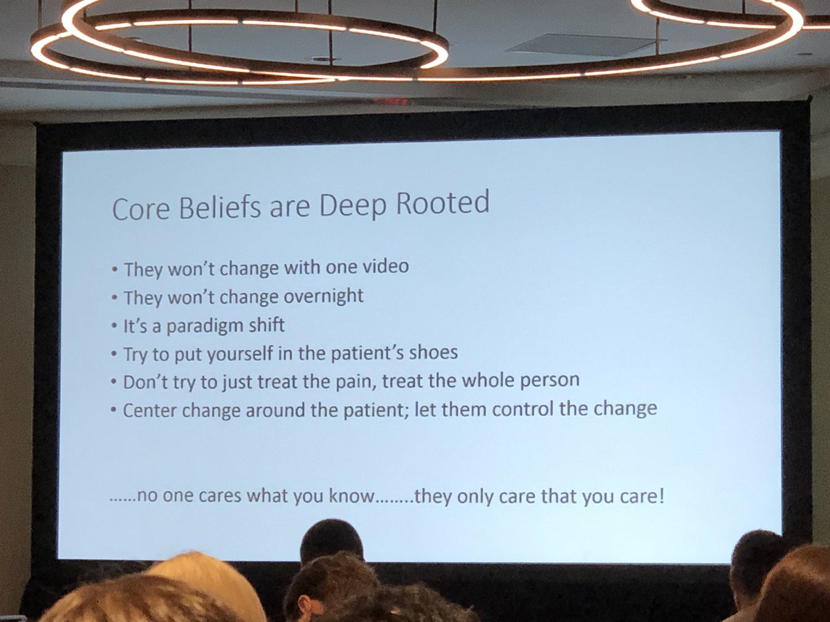 DPTmary's tweet photo. Changing the patient’s paradigm on pain. Outstanding info from @danrhon @chadcookpt and Steven George on opioids #aptacsm https://t.co/NZCMH64a9a