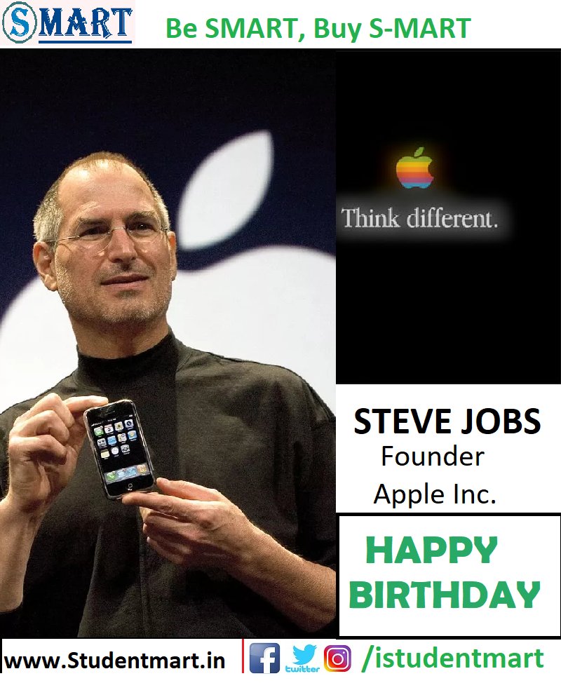 istudentmart's tweet photo. A very Happy 63rd Birthday Steve Jobs(Founder, Apple Inc.). 
Thanks for inspiring us and making us believe in the power of magic! 
@AppleNews @Apple  
#SteveJobs #StudentMart
#SmartNITJ
#StevejobsBirthday
#HappyBirthday
#HappyBirthdaySteveJobs https://t.co/nPvulJqOOD