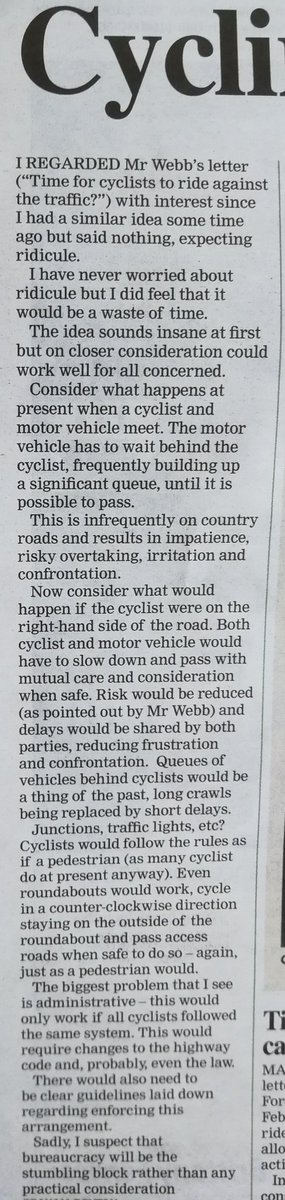 This is the second time this daft suggestion has been in the local press. Still the same old thing of not wanting to be held up by cyclists. #cycling #NewForest