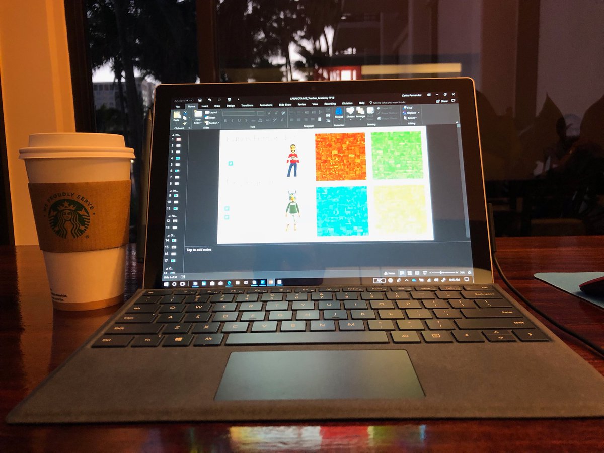 Fernandezc4's tweet image. Putting some final touches to today’s presentation at #bit2018 with @Tony_franklin91 @surface pro + Coffee + @sarasotaschools teachers = A great day of learning #edtech #MIEExpert