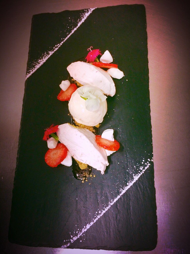 ChefShakey's tweet photo. Deconstructed strawberry meringue cheesecake with strawberry ice cream #dessert #strawberries #icecream #Restaurant #Norfolk https://t.co/SiA5SPjv9G