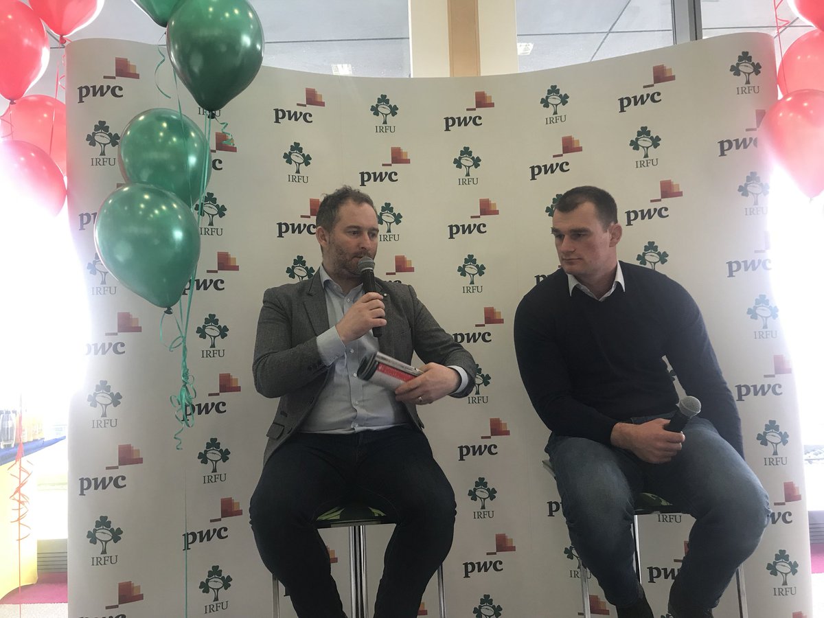 Love having <a href="/gergilroy/">Ger Gilroy</a> from <a href="/offtheball/">Off The Ball</a> interviewing <a href="/RhysRuddock/">Rhys Ruddock</a> here in <a href="/PwCIreland/">PwC Ireland</a>  before #IREvWALES - excited but nervous about the game myself !
