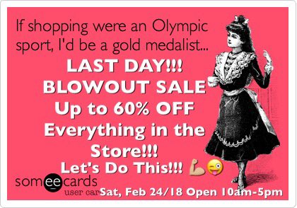 LAST DAY #BLOWOUTSALE AMAZING DEALS Upto60% OFF ENTIRE STORE! DON'TMISSOUT!
#Gryphonwear also on #Sale 25%-30% OFF OPEN 10am-5pm today! Happy Shopping everyone! #activewear #fitness #gym #yoga #workout #dance  #onetoothguelph #guelph #shoplocal #weloveourcustomers #letsdothis