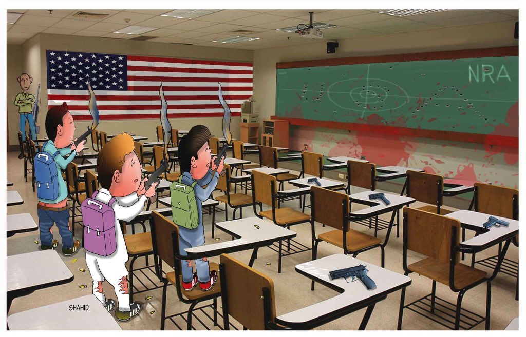 atiqshahid2's tweet photo. LETS GIVE TEACHERS GUNS!#BoycottNRA #GunControlNow #ParklandStudentsSpeak #NRA #WorldPeace #HumanRights https://t.co/jHtZC557ep