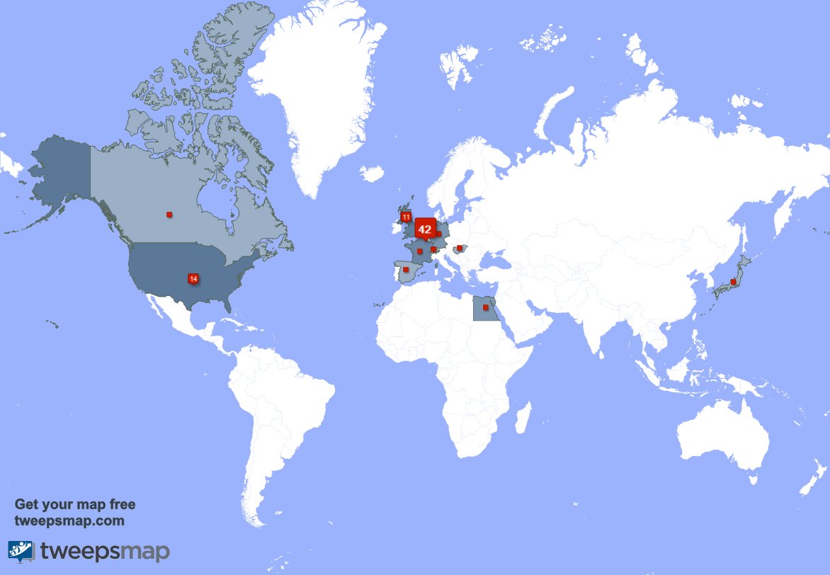 Goedhart6's tweet photo. My followers live in 11 countries: Netherlands(41%), USA(14%)... https://t.co/cCUSgJMgSg Get your free map! https://t.co/mxptaiPNu8