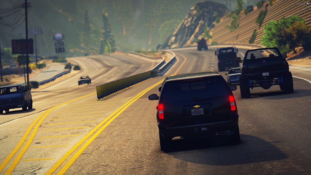 MG_Ramstar's tweet photo. [IN GAME] Just out for a cruise with my service dog lucky 🐶. Found drugs, bit a man, got treats. @MountiesGroup https://t.co/WXgMfjoytV