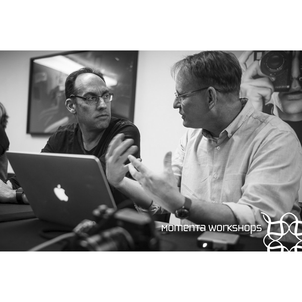momenta's tweet photo. #ThisIsHowWeWorkshop: Photographer Bill Tancer (R) and Leica coach Tom A. Smith (L) participant in an editing session at the #ProjectLosAngeles workshop held at the gorgeous Leica Store LA.
.
.
Photo © attending photographer Ibarionex Perello/Momenta Workshops 2018. https://t.co/oYdYlspsBx