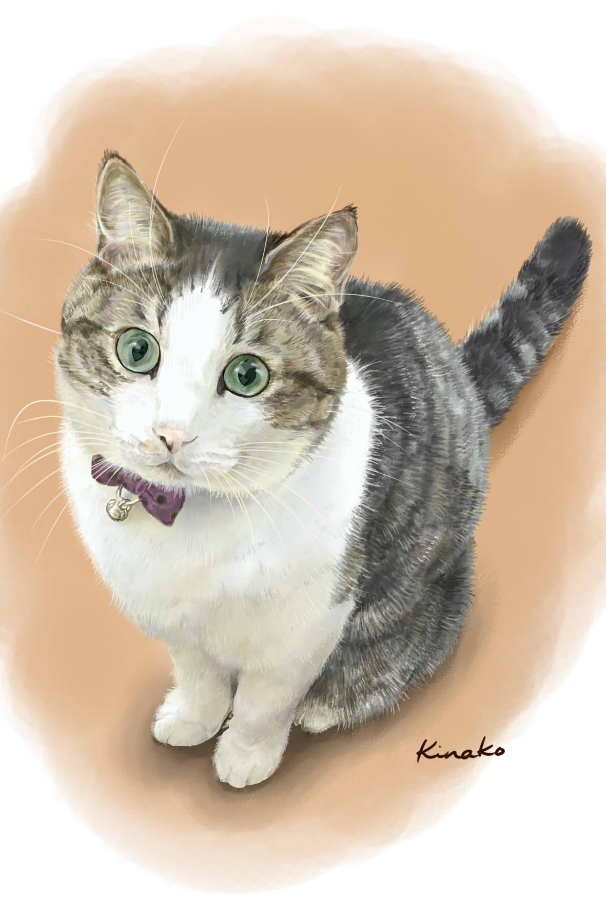 Twitter 上的 きなこ 猫の絵を描いています はじめ めるさんの キジ白のはじめちゃん 6歳の男の子です 丸顔がかわいい 翡翠のように美しいグリーンのキラキラのお目目 久しぶりに描かせていただきました 猫絵 Cat Drawing 猫イラスト 猫画