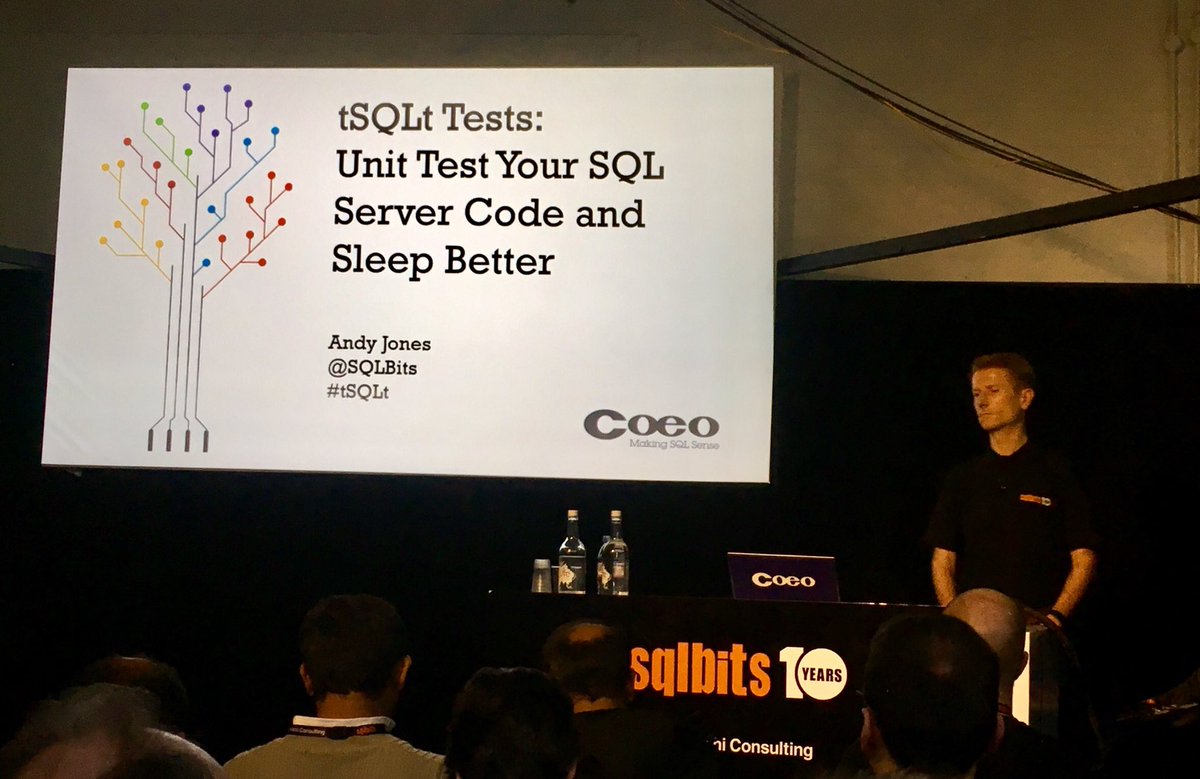 jaroreken's tweet image. Unit testing #tSQLt by Andy Jones #SQLBits