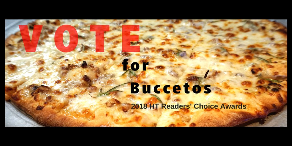 VOTE!!!  

Show us some lovin' and vote for Buccetos in the HT Reader's Choice Awards! 
Click bit.ly/2Cgkctd to cast your vote today! #BestPizza #BestItalian #BestLunch #BestCatering #BestVegetarian #HTReadersChoice