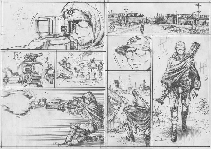 次回作冒頭。銃描写って本当に難しい…内容的にはfallout4のDLC「Automatron」に沿ったものになります。ムッチムチのエイダちゃんと遭遇! #Fallout4 