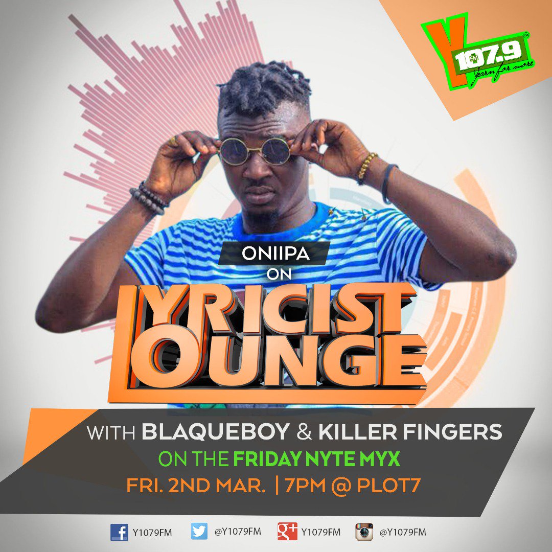 Demnaaya's tweet photo. @OniipaGH live on #lyricistlounge with @blaqueboy2131 &amp; @KillerFingers on 2nd March. Good music to the world. https://t.co/ScHbGrvBTr