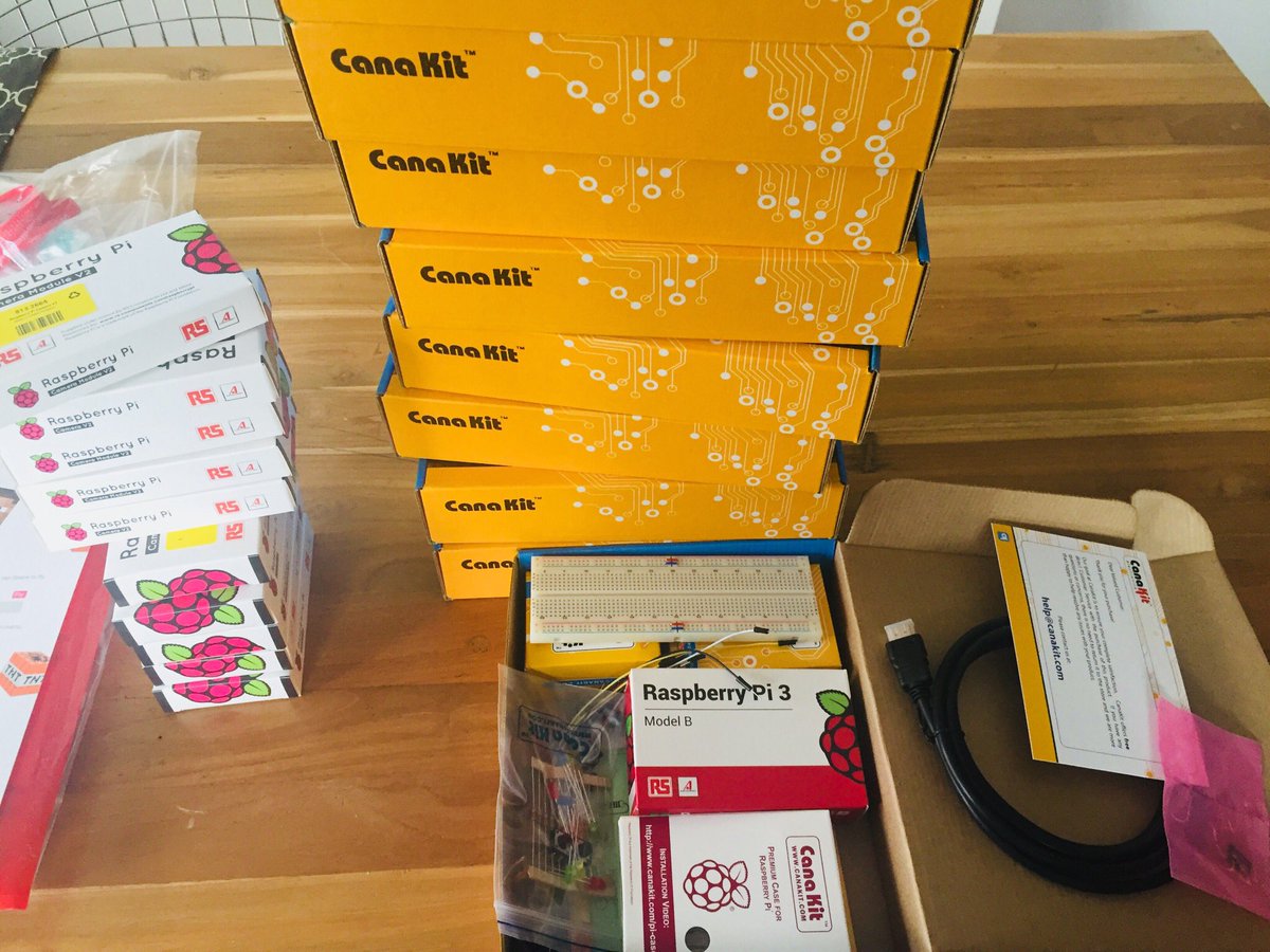 shirinsmerchant's tweet photo. Woke up to the much awaited packages from @Raspberry_Pi and @canakit. We are so ready for the #piparty at #mypitoronto @codeithacks https://t.co/q0DxXQjQyg