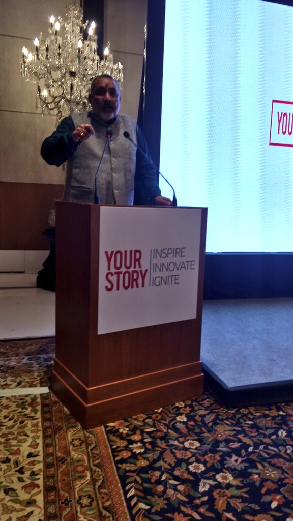 ezhilanbaskar's tweet photo. When @SharmaShradha started @YourStoryCo probably even she may not have realised  how many people she would eventually inspire with her journey. What she has done is truly remarkable - Shri Giriraj Singh, MOS MSME, GOI #YS10 brithday celebrations https://t.co/ZpHhfDnaEI