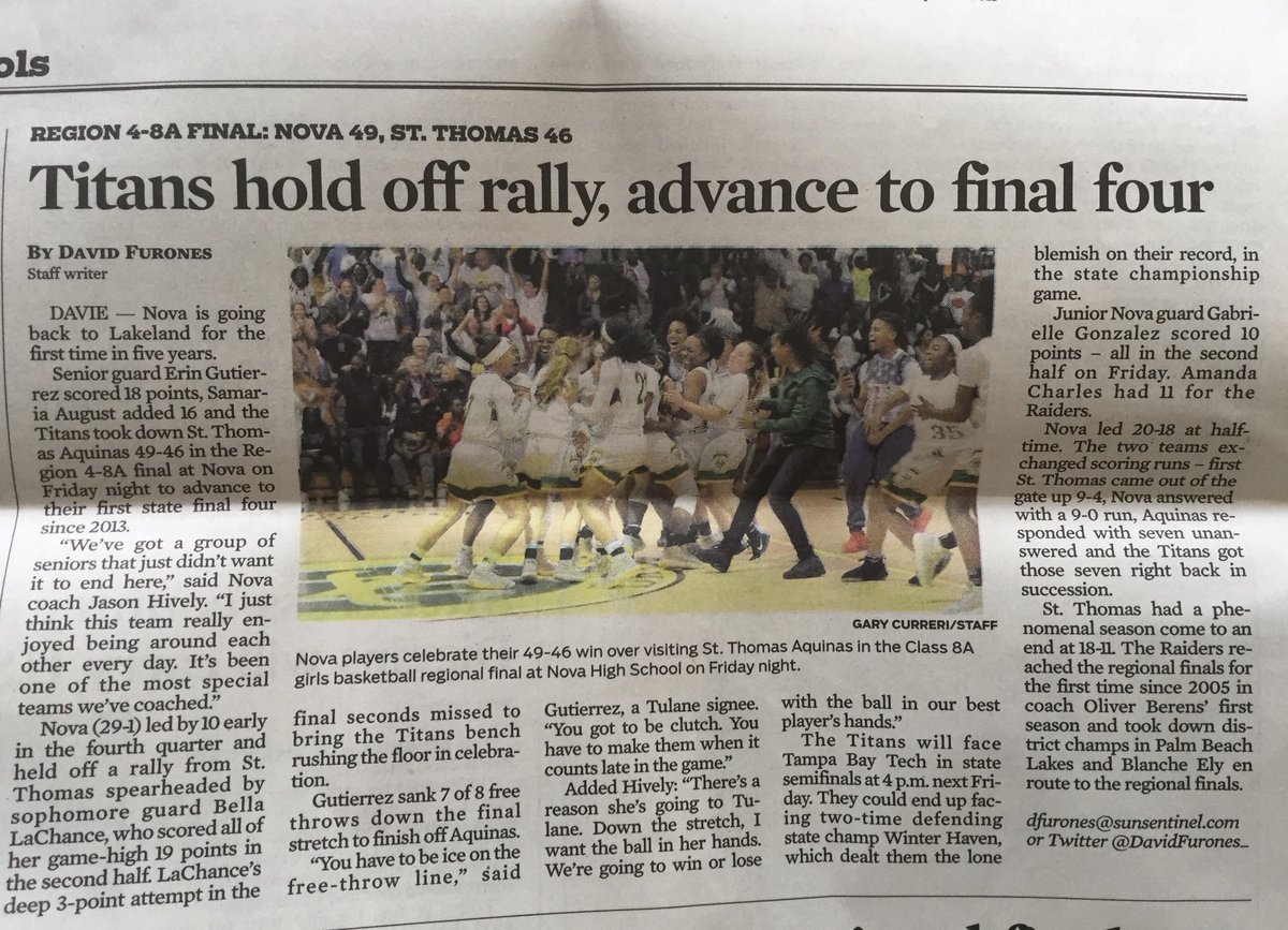 NEWS: Your Lady Titans 🏀 defeat St Thomas in the Regional Finals to advance to the FHSAA State Tournament next Friday  🙌 #LAKELAND☀️ #NT⚡️