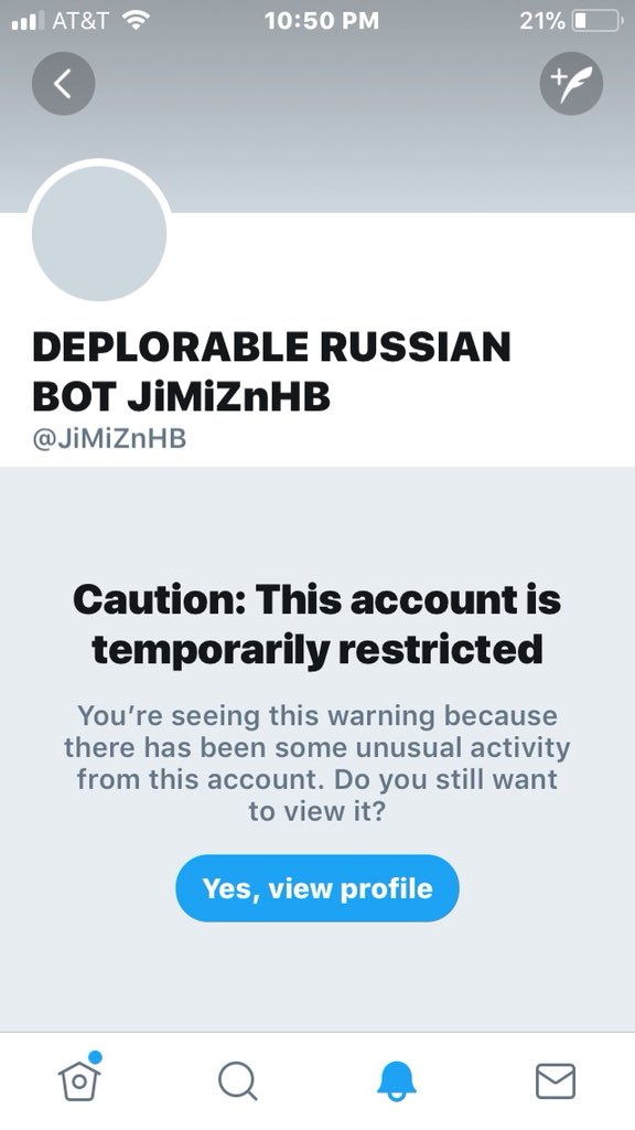 2xwide_dreaming's tweet photo. @JiMiZnHB @Avonsalez @POTUS @realDonaldTrump Looks like twitter’s algorithms have decided you are a bot...
⚠️Which, if you think about it, is incredibly bigoted...
I will not stand for this BIGOTRY — I will hash!!
#TwitAlgoBigotry
#BotsLivesMatter
#StopBotHate
#BotsHaveFeelingsToo https://t.co/JC2YokiQjG