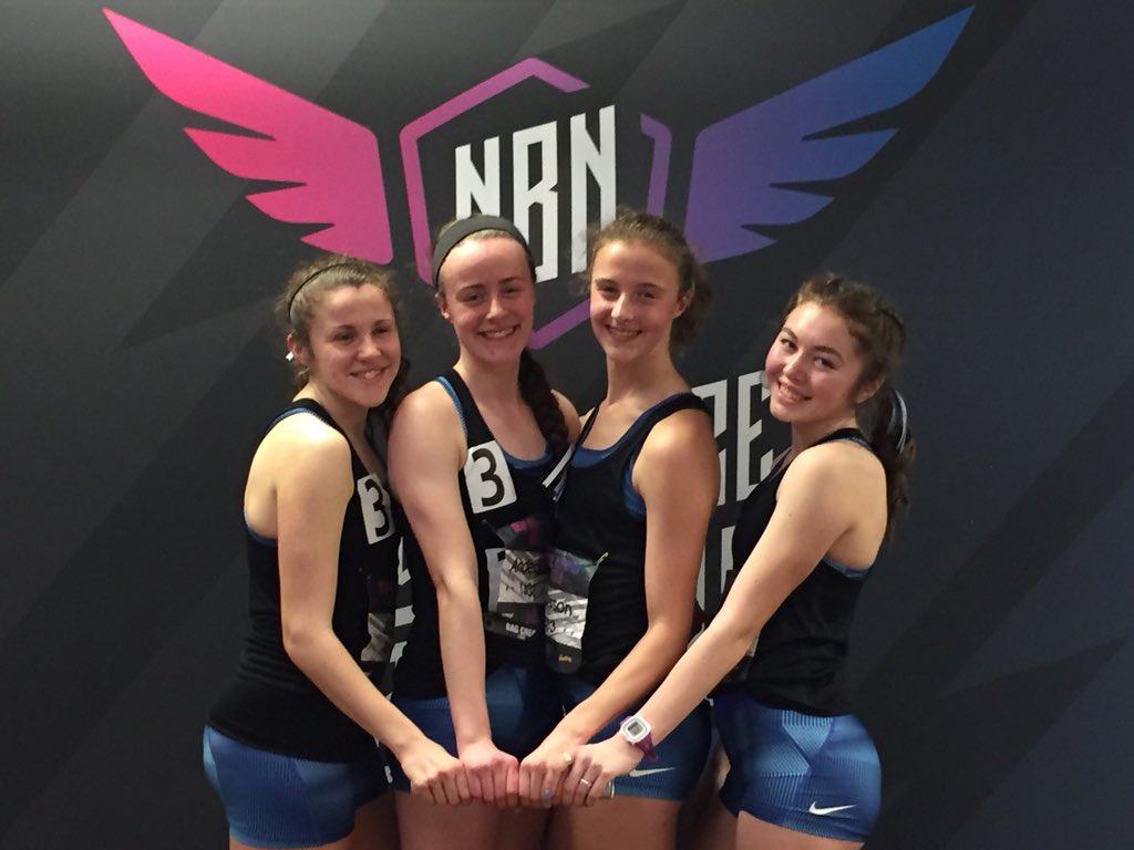 Girls 4x800 team destroys their own school record (again), running 9:27 at New Balance Indoor Nationals!  The record was 9:50 at the beginning of the season- such a great job all season and representing Billerica in New York City!!