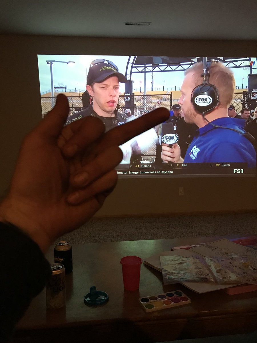 Jgrover613's tweet photo. GET THE FUCK OFF MY TV AND GIVE ME REAL RACING @SupercrossLIVE https://t.co/OVuZEE7gre