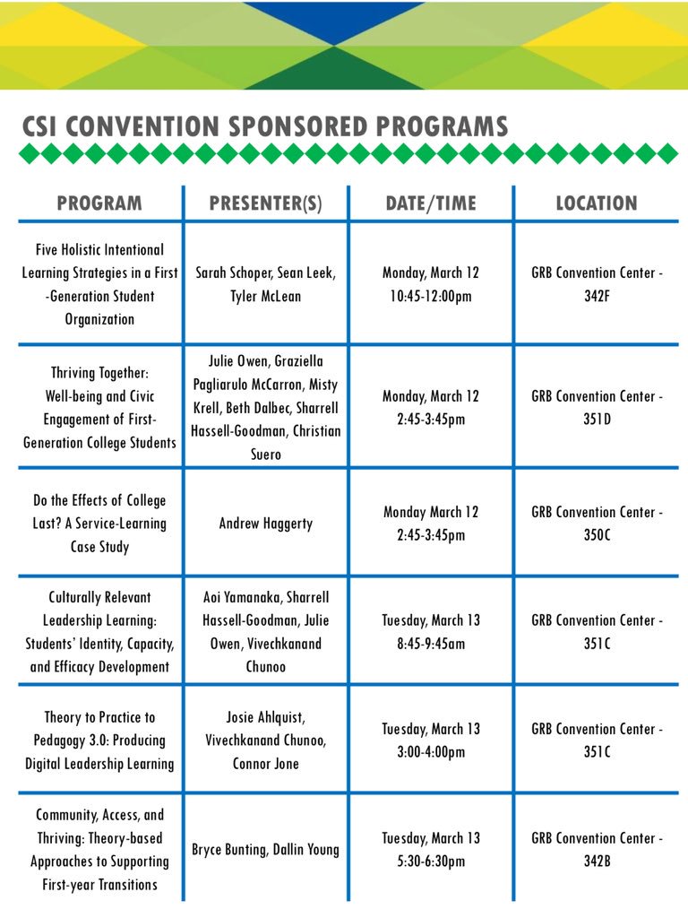 Check out some of these CSI events at #ACPA18 convention