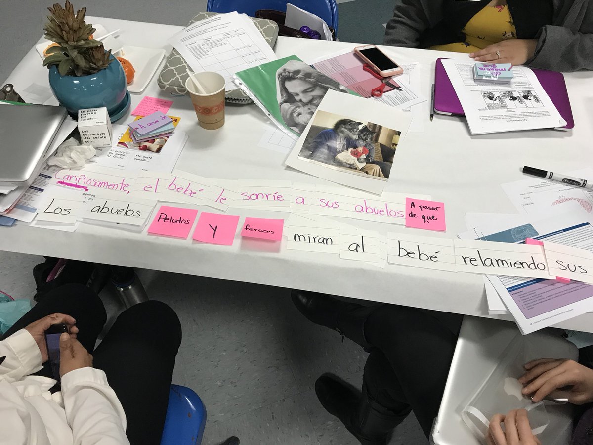 MEE_FUESD's tweet photo. Expanding or Condensing Spanish Sentences: Hands-on Structural Input Approach....great collaboration today!!  Thank you Dr: Hernandez  @MEE_FUESD @CSUSM  #projectaccept #spanishwriting. https://t.co/UYzg2mt2oO