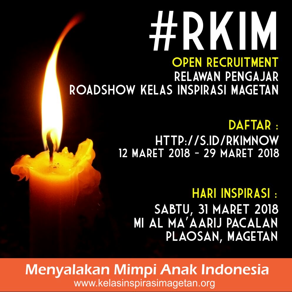 Karena ada beberapa alasan teknis dan operasional, #RKIM yang sebelumnya dijadwalkan di hari Sabtu, 7 April diajukan di hari Sabtu, 31 Maret 2018.