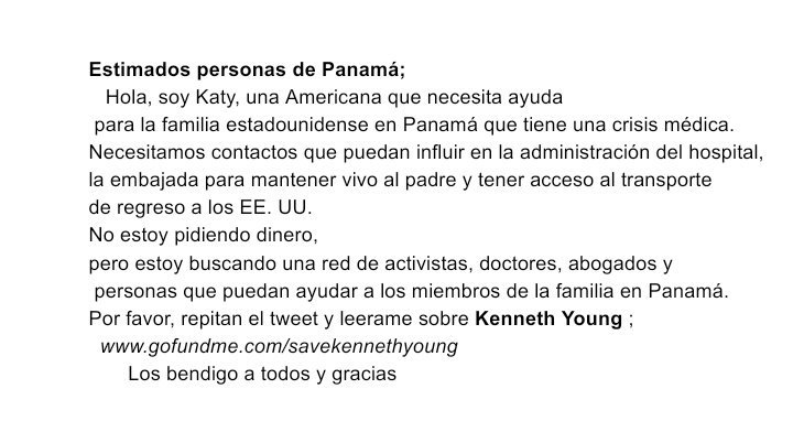 <a href="/FeriaYoReciclo/">Feria Yo Me Reciclo</a> 
Hello, Help! please read family's troubles at
gofundme.com/savekennethyou… , retweet, ty
