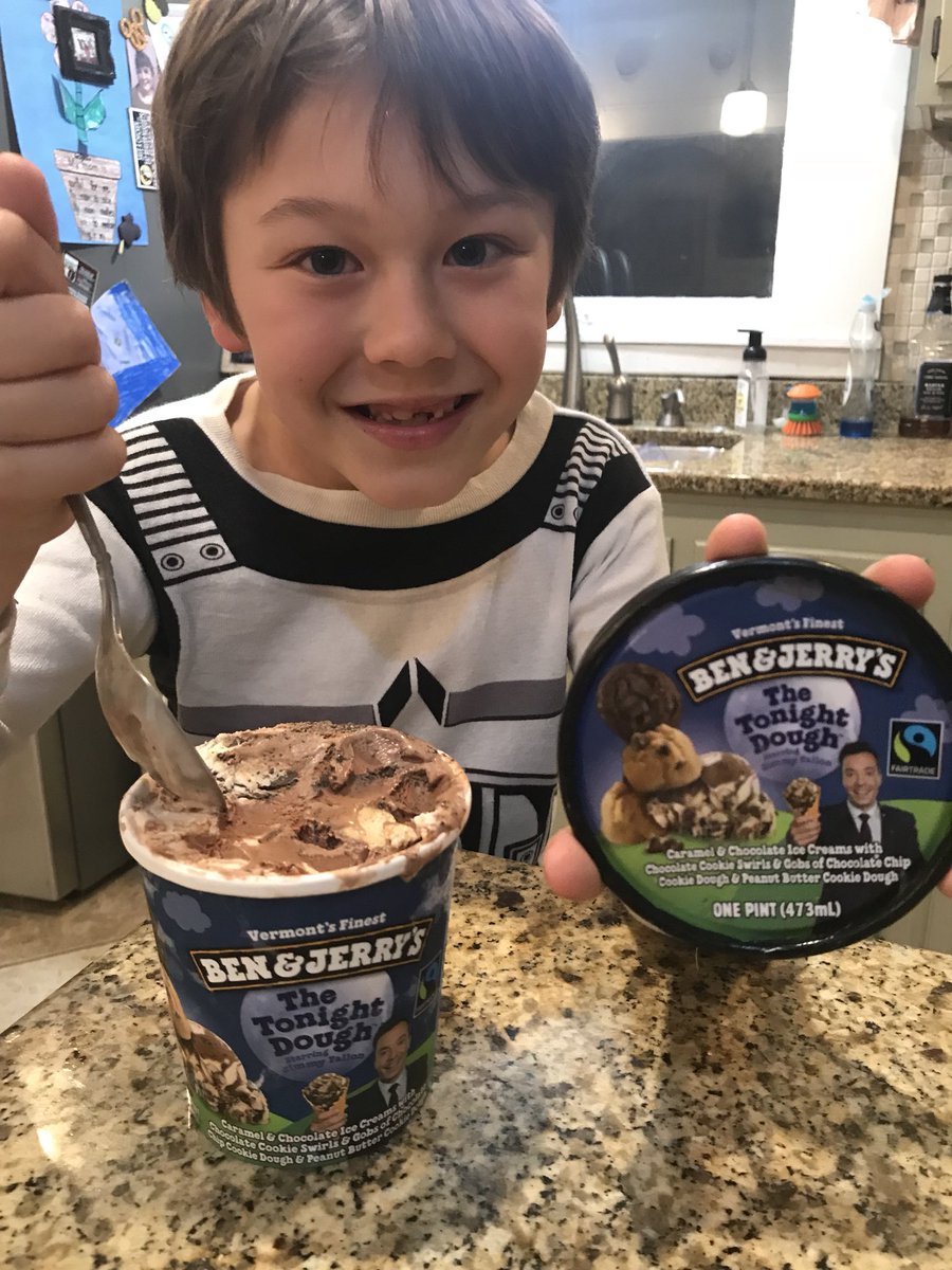 BeachChristy's tweet photo. @jimmyfallon @benandjerrys - my son is in love with the #JimmyFallon The Tonight Dough! And....Sara (no H cause h’s are ewww).  Keep the flavor coming and catch you on the #FlippityFlop https://t.co/hog9sK8KMM