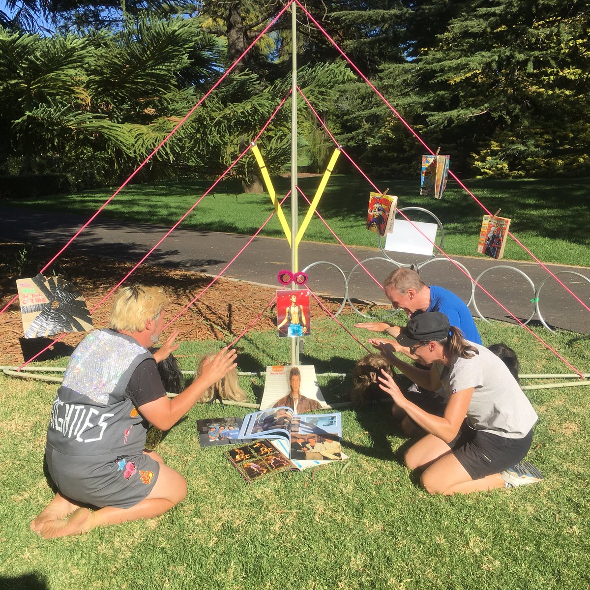 peterbaecker's tweet photo. Worshipping our real god! @mortenharket #adeleighties @BotGardensSA @ADLFringe @aha_com #aha #norway #worship #pray #god #viking #popmusic #morten #harket #mortenharket #sexy #kneel #holymess #art #installation #grass #green #suspenders #hillshoist https://t.co/Gt57pSX11j