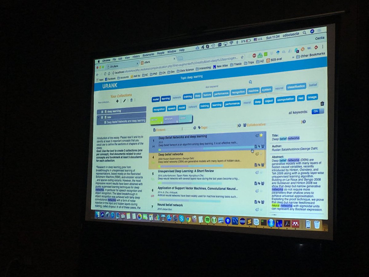 ESIDA_Workshop's tweet photo. @c_disciascio just demoed URank, an interface for controllable document exploration  #esida2018 #iui2018 https://t.co/ZazDWAL8dw
