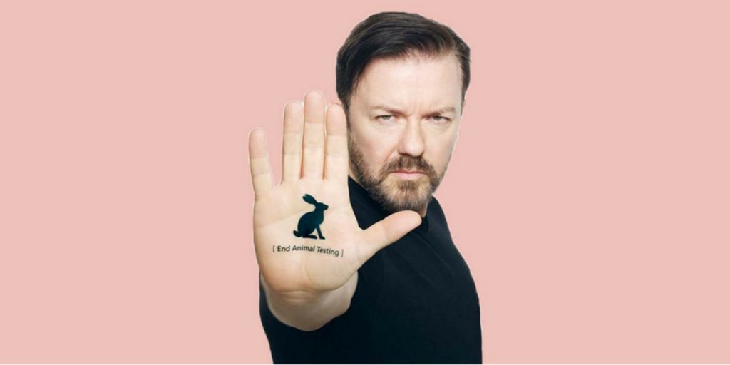 Ricky Gervais pushes for an end to animal testing. We’ll stand by that, <a href="/rickygervais/">Ricky Gervais</a>! 
tinyurl.com/y9g3e4ct