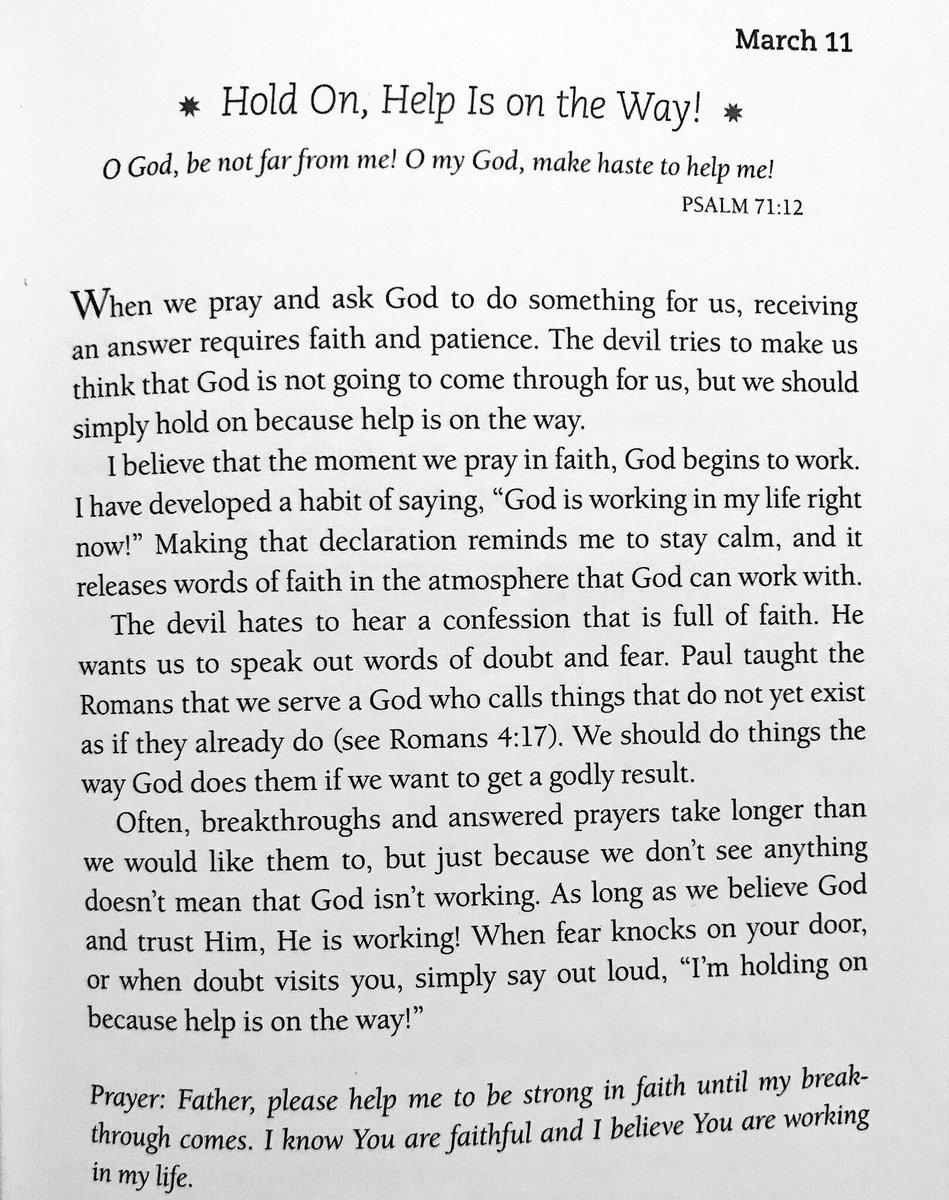 Karabo_Mokgoko's tweet image. March 11: 

*Hold On, Help Is On the Way! 🙏

Prayer: Father please help me to be strong in faith until my breakthrough comes. I know You are faithful and I believe You are working on my life.*