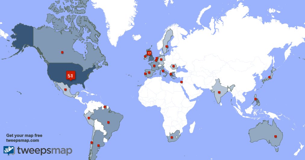 My followers live in 26 countries: USA(47%), UK.(16%)... tweepsmap.com/!MIAasof2018 Get your free map!