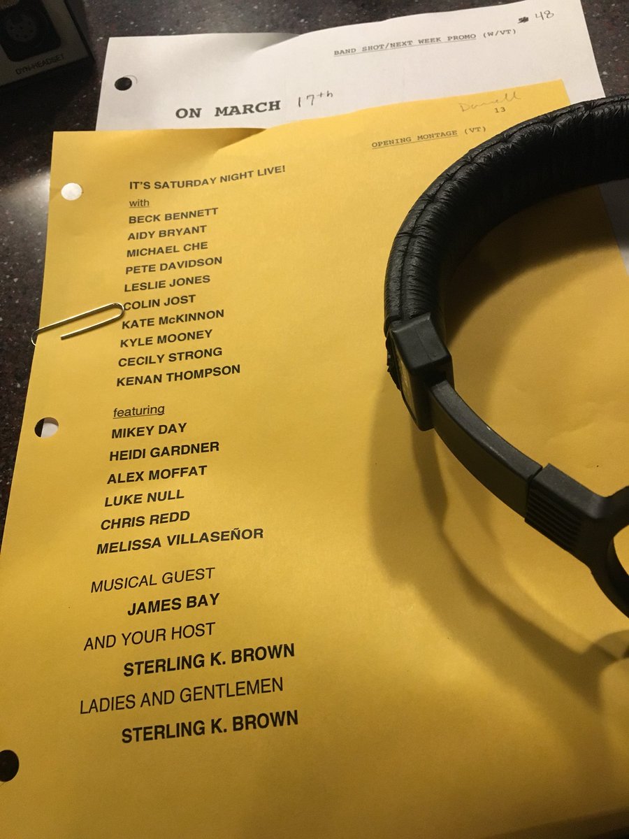 DarrellCHammond's tweet photo. Getting ready to record for SNL tonight at Studio 8H! Welcome to @SterlingKBrown! @nbcsnl https://t.co/DbTMM1TmvI