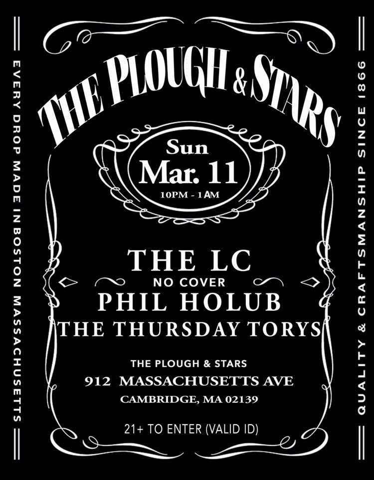 TheLCommission's tweet photo. #TOMORROWNIGHT 10PM #NOCOVER. 
COME HANG WITH US at
@PloughandStarMA https://t.co/oz6D5Dnjkb