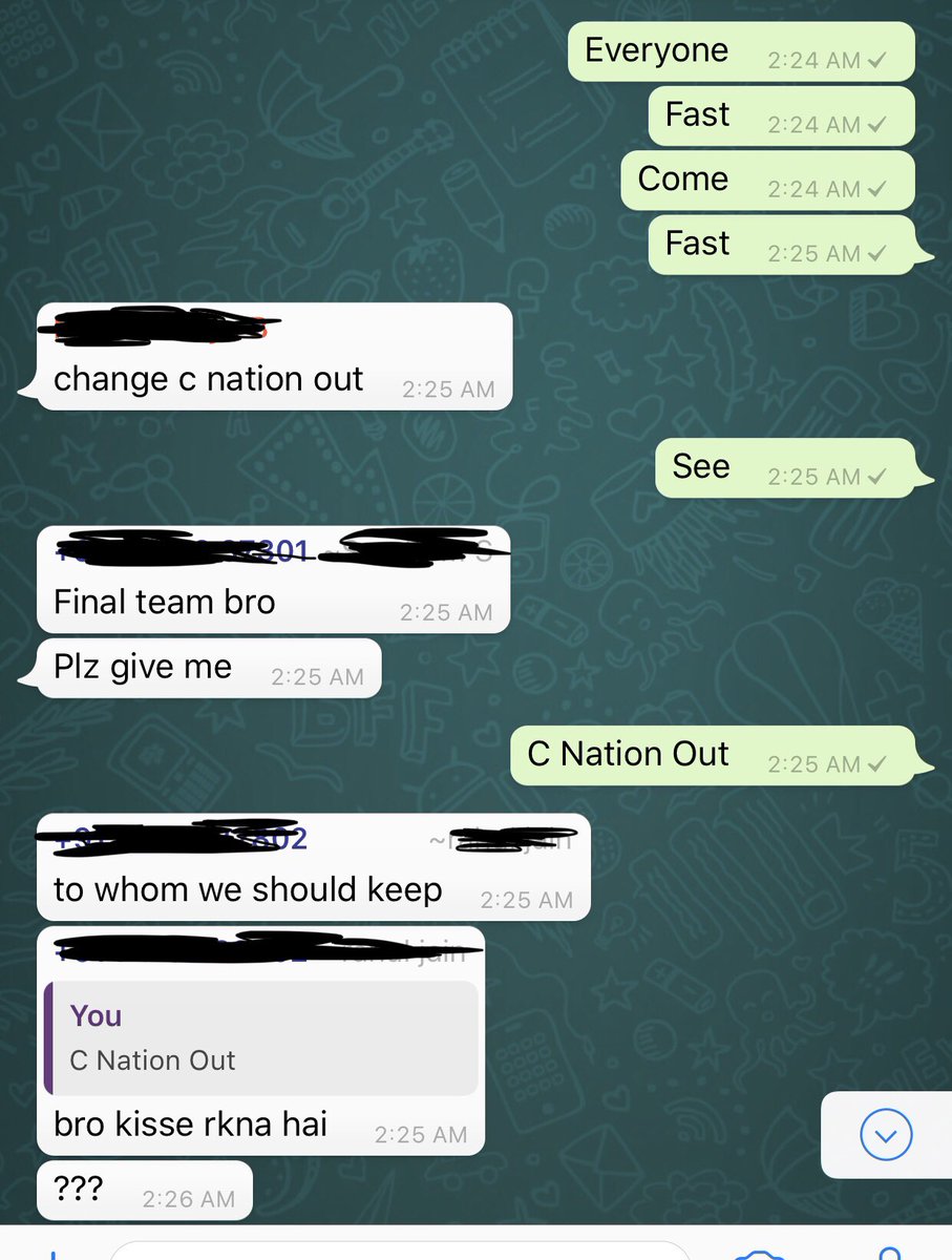 ViratKohli_007's tweet photo. Yess ! We Were The First To Know That #C_Nation And #Tuhuhu Will Not Play #BeforeDeadline We Gave Final Update On WhatsApp Group U Can See😍 https://t.co/jhCObYtHZd