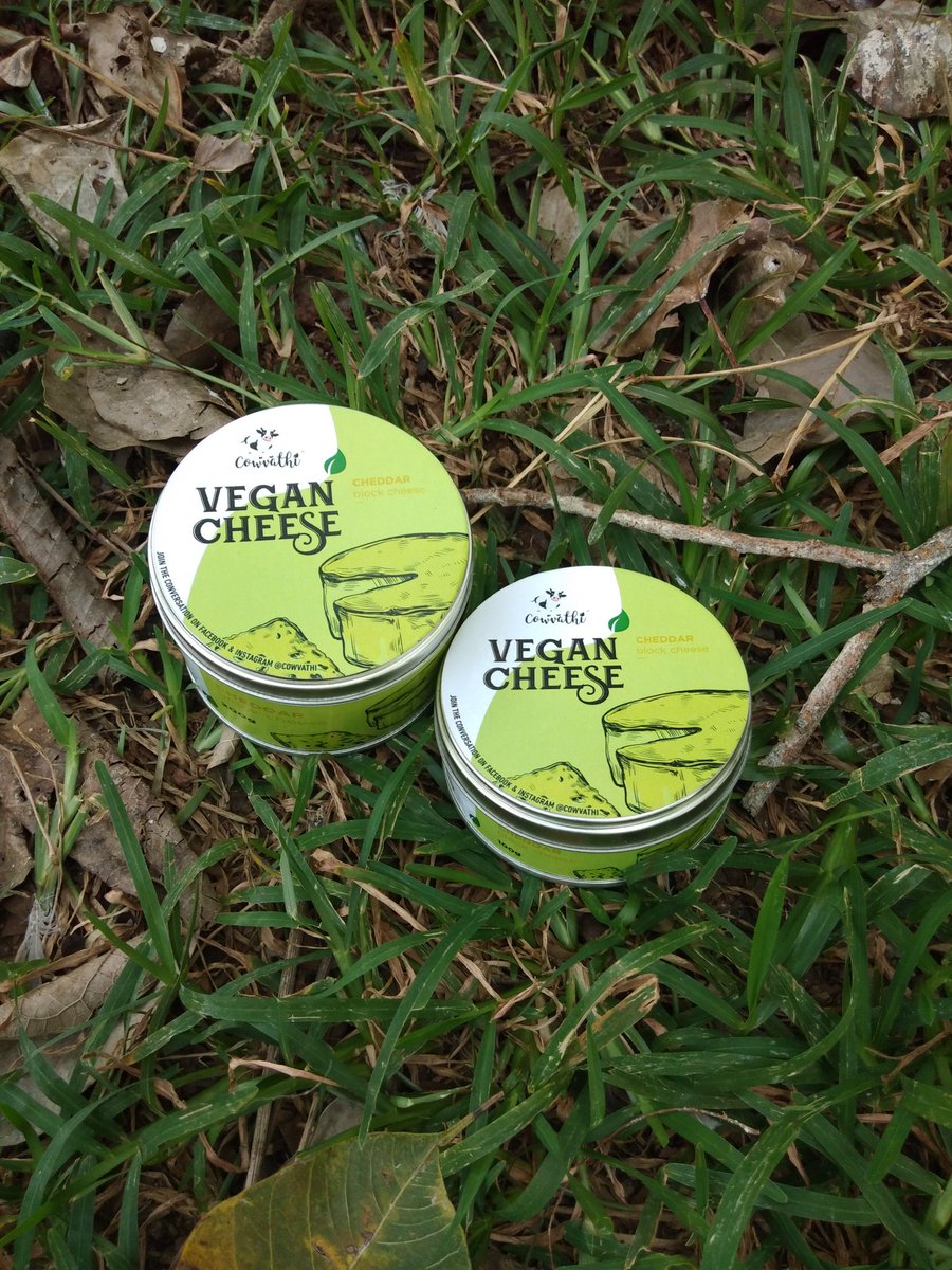 cowvathi's tweet photo. We've got new packaging and we're super thrilled! 🐮😍 
We've switched to food-grade tin. 
Vegan gratable mozzarella, garlic basil, cheddar as well as chilli cheese - all available in 100 gms and 200 gms packs. 
To order, whatsapp on 9920341205. 💕 https://t.co/6pln0EAId9