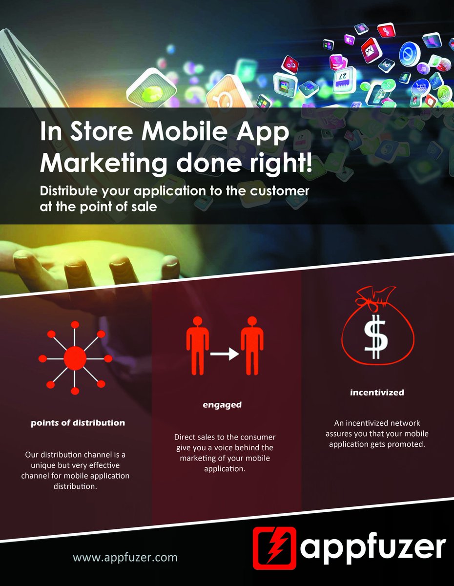 appfuzer's tweet photo. Advertise ur app @ the point of sale! Over 30K retail points of distribution! #appmarketing #mobilemarketing #AppDevelopers #indiedev #gamedev #indiegame #appsworld #appdevelopment #AppDev #mobileapps #MobileApp #gamedevelopment #GDC18 #GDC2018 #AppFuzer #DevSummit #appsworld https://t.co/VLMNcaIgRG