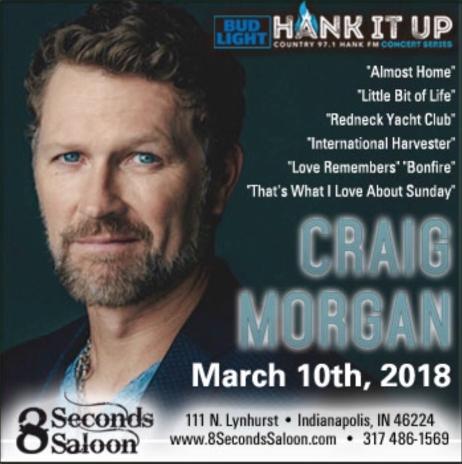 Opening for <a href="/Craigmorganmusi/">Craig morgan</a> this Saturday in Indianapolis! So excited and hope to see some of my Indy fans out there!