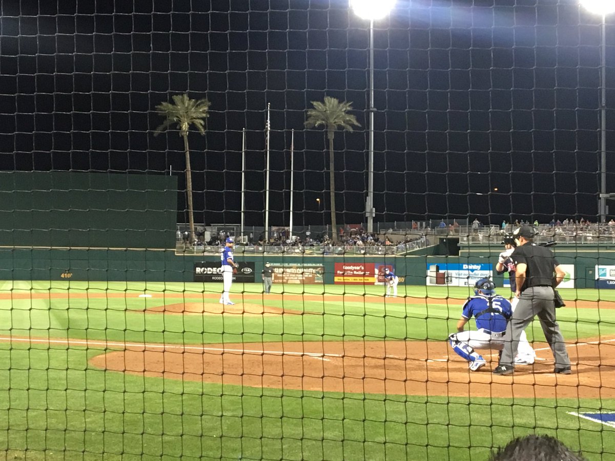 LuptonDylan's tweet photo. Having a great time at the @Dodgers VS @Indians game tonight! #SpringTraining18 https://t.co/SKstcEAapI