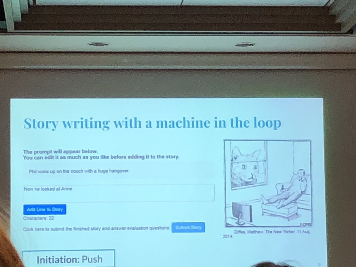 casey_dugan's tweet photo. The research on “Creative Writing with a Machine in the Loop” is so inspiring & fun! #iui2018 #furble https://t.co/hK5L6el9wX