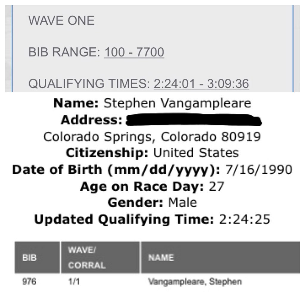 run_svg's tweet photo. Hey @bostonmarathon, if 2:24:01 was good enough for bib no. 100, can you explain why 2:24:25 was only good enough for bib no. 976? Are you trying to tell me I’m going to have a terrible race? 🤔🤔🤔#bostonmarathon #numbersarehard #mistakesweremade https://t.co/m3LweWCSN3
