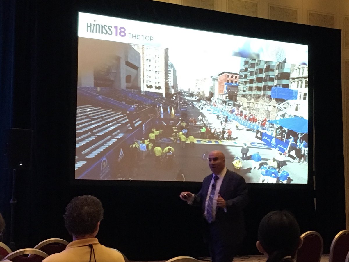 RemcovZijl's tweet photo. Precious lessons learned from the Boston marathon bombing bij @ChiefLinskey  #HIMMS18 https://t.co/MaPwuw9dW0