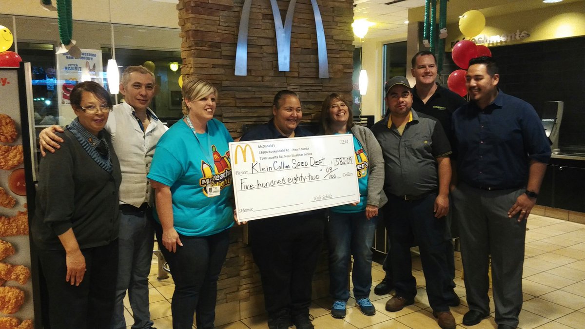 Thank You McDonald's Crew, Klein Collins, KISD Students/Staff, Pathway Church and Owner Kyle Scholz for an Amazing MCTEACHER'S night! <a href="/KleinCollins/">Klein Collins High School</a> <a href="/KleinISD/">Klein ISD</a> <a href="/KCHStigers/">Randy Kirk</a> @bestbuddiesKC @KleinISDBret @kirstenallman <a href="/KC_SPED/">Klein Collins SPED</a>