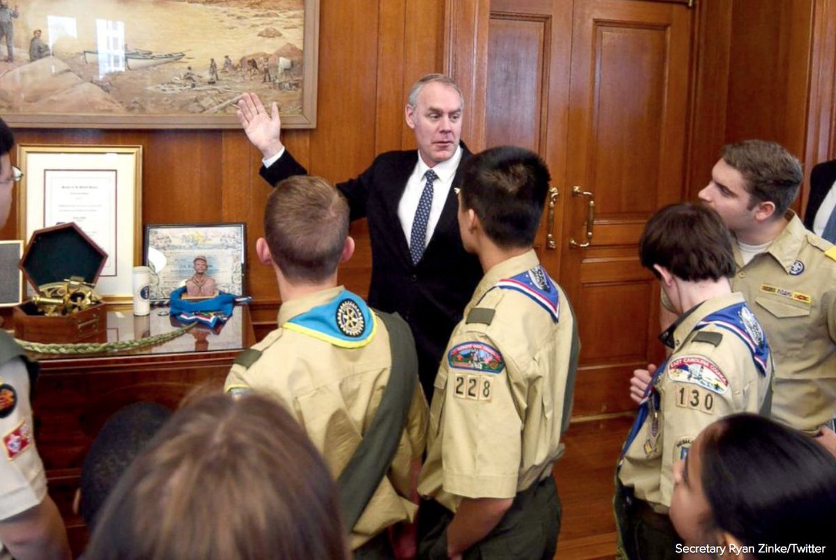 ABC's tweet photo. Interior Department plans to spend more than $139,000 on new doors and repairs for Sec. Ryan Zinke's office. https://t.co/CvBn67PenZ https://t.co/N7Jr2CTwFp