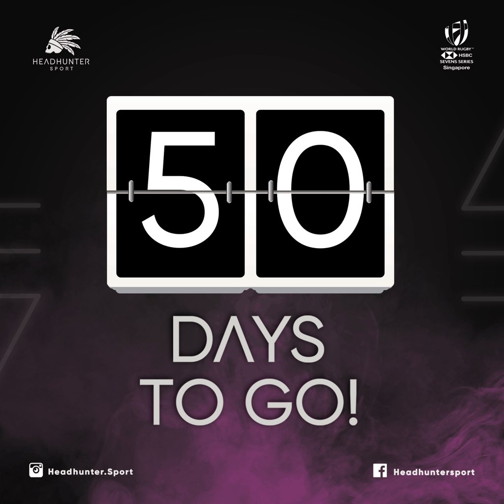 5️⃣0️⃣ More Days to HSBC Singapore Rugby 7s! 🏉 ⚡️💪 Have you got your tickets? Grab them now at singapore7s.sg See you there! #headhuntersport #unleashthewarrior #headhuntertribe #headhunterrugby #headhunterteam #rugby7s #sgrugby7s  <a href="/SgRugby7s/">HSBC Singapore Rugby Sevens</a> @WorldRugby7s