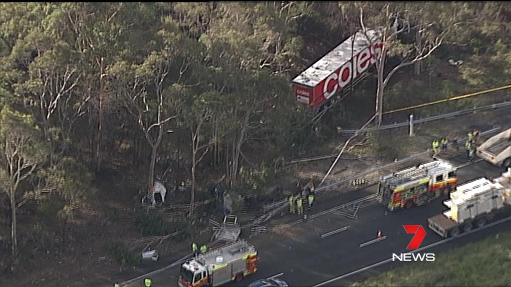 7NewsSydney's tweet photo. Mount White: Police say a driver has died after the vehicle he was in collided with a truck on the Pacific Motorway. The driver of the truck has been transported to hospital. #MountWhite #7News https://t.co/kaYJEkU5Sj
