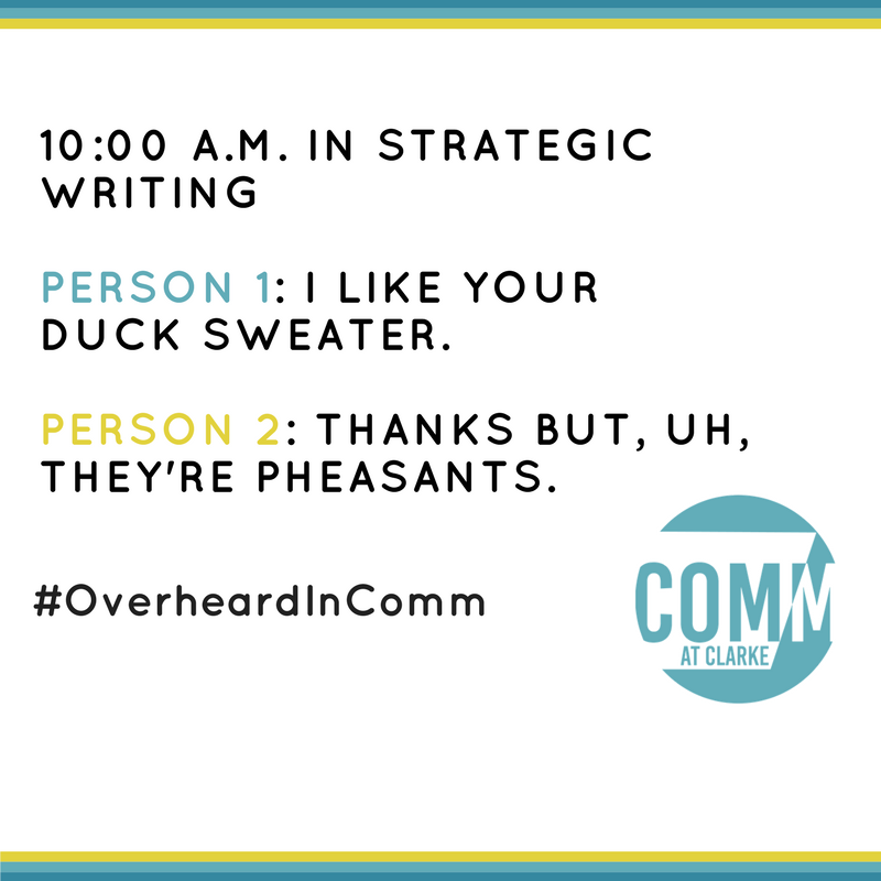 CommatClarke's tweet photo. Dad-chic is in this season, apparently #iowathings Let us know what you've #OverheardInComm ! https://t.co/moOlClLUuu